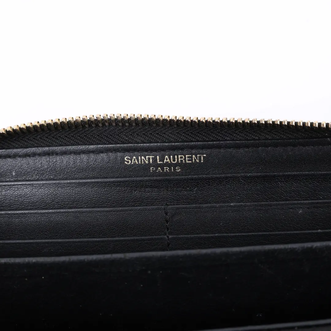 Saint Laurent Ligne YSL Black Leather Wallet