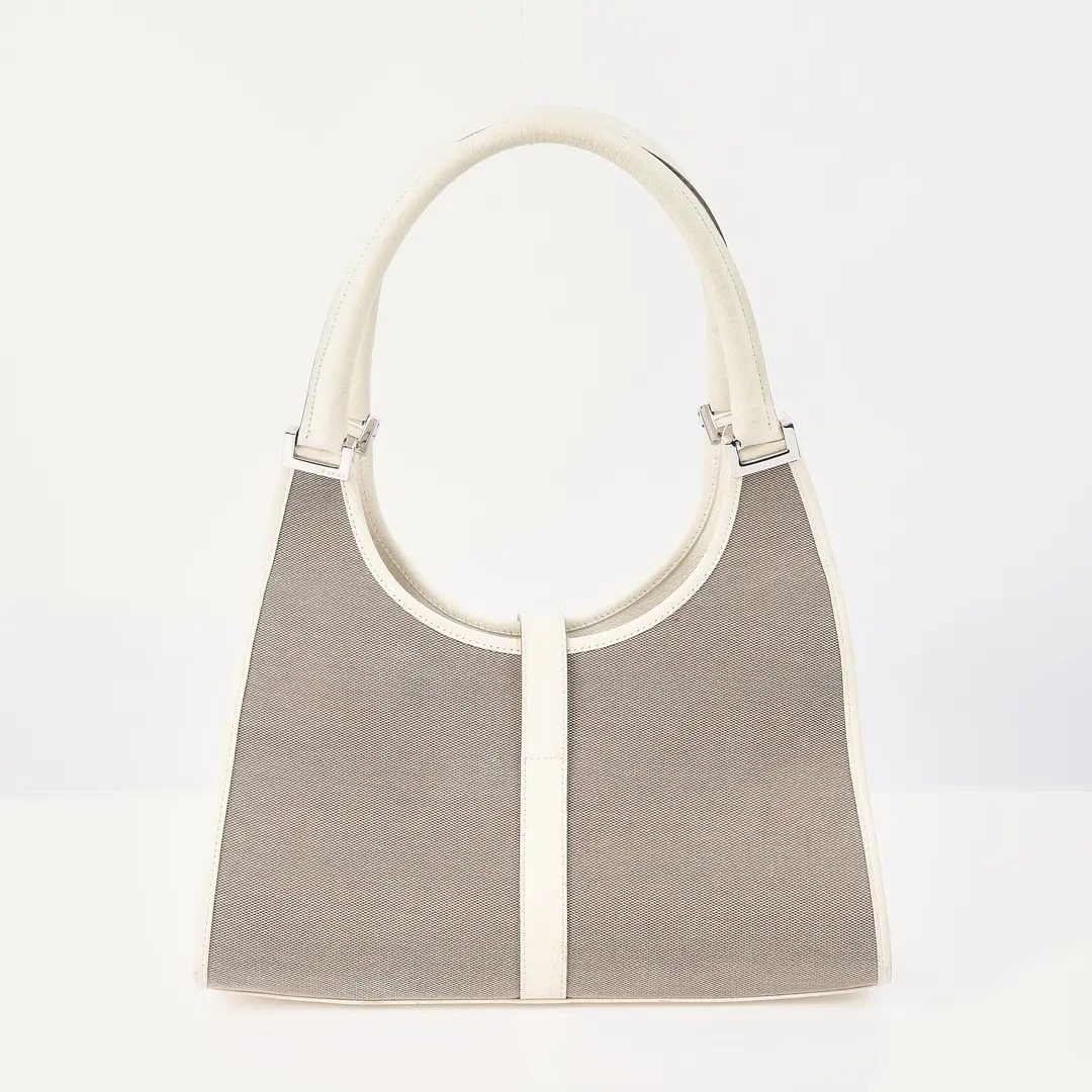 Gucci Jackie Beige Canvas White Leather Shoulder Bag