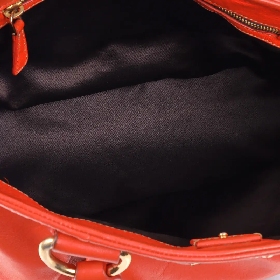 Miu Miu Braided Handle Orange Leather Shoulder Bag