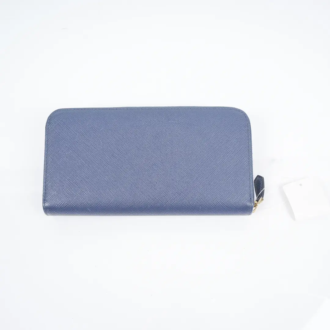 Prada Saffiano Fiocco Blue Leather Wallet