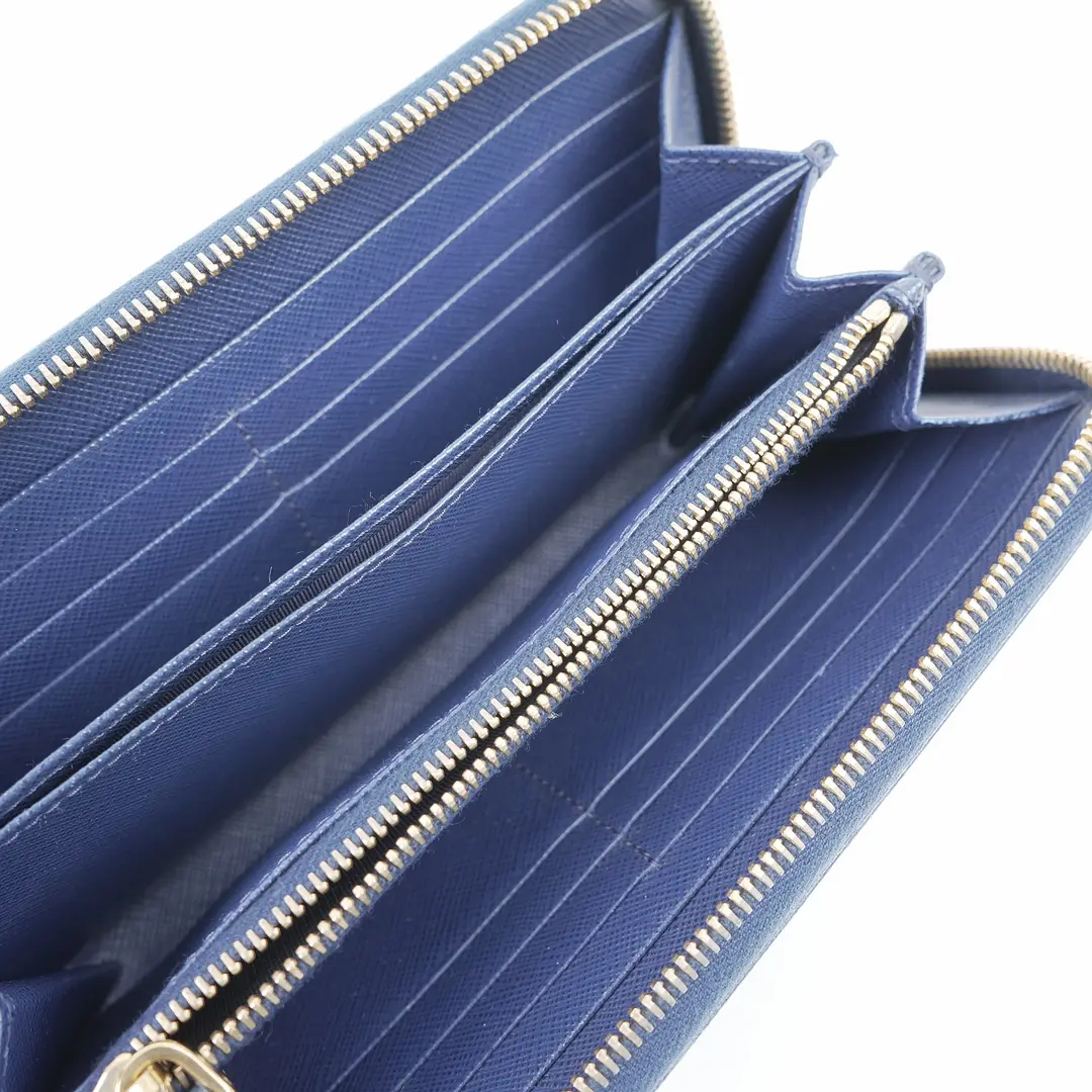 Prada Saffiano Fiocco Blue Leather Wallet