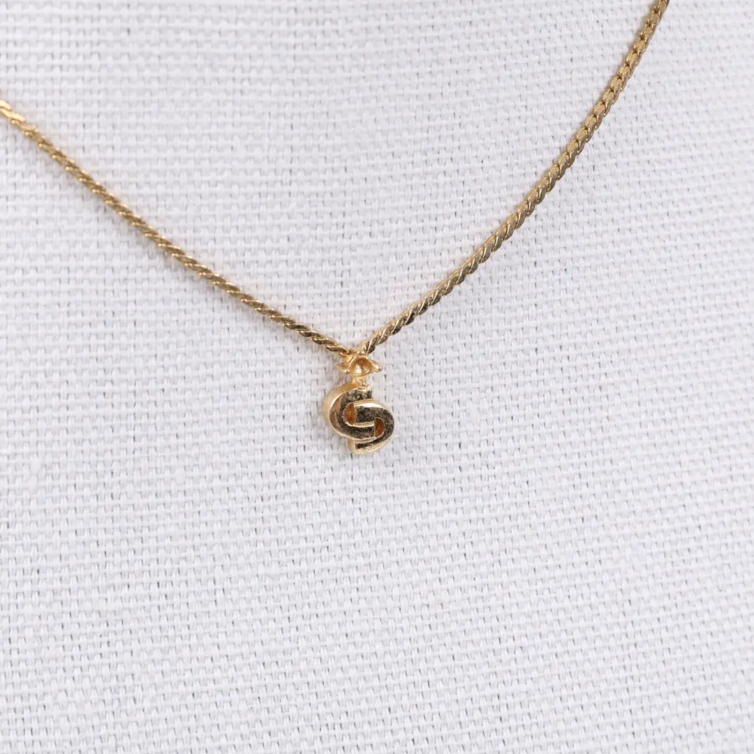 Dior Vintage CD Logo Gold Metal Necklace