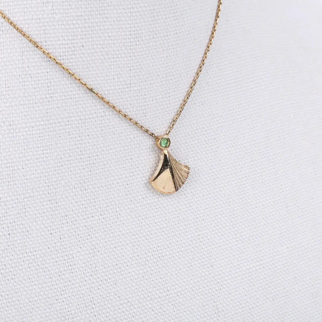 Tiffany & Co. Ginkgo Leaf Gold Tsavorite Necklace