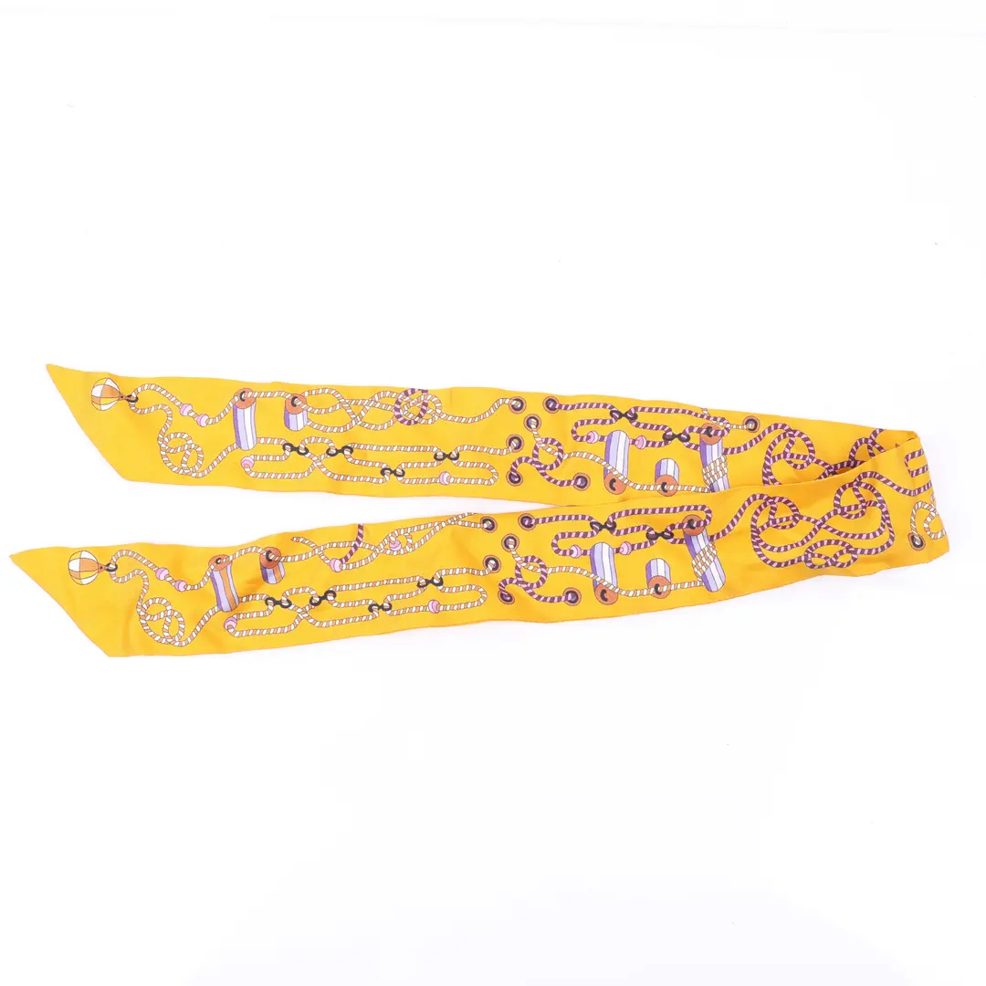 Hermes Twilly Yellow Silk Scarf