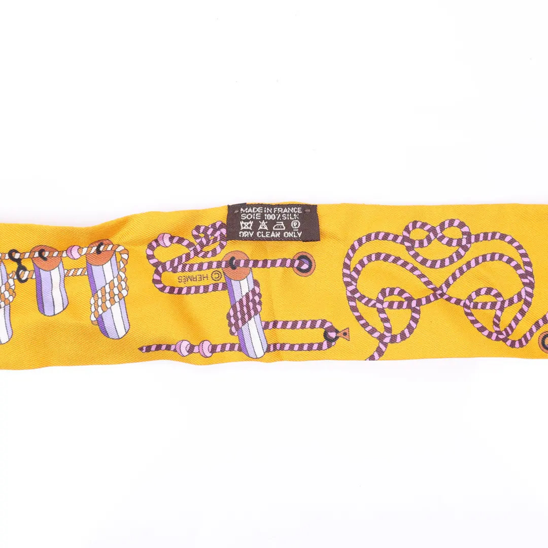 Hermes Twilly Yellow Silk Scarf