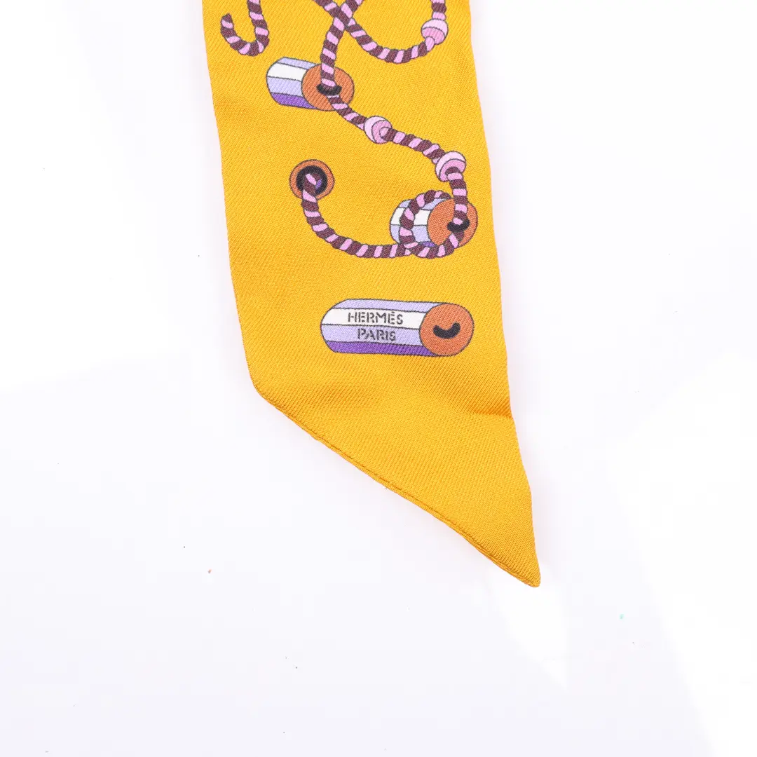 Hermes Twilly Yellow Silk Scarf