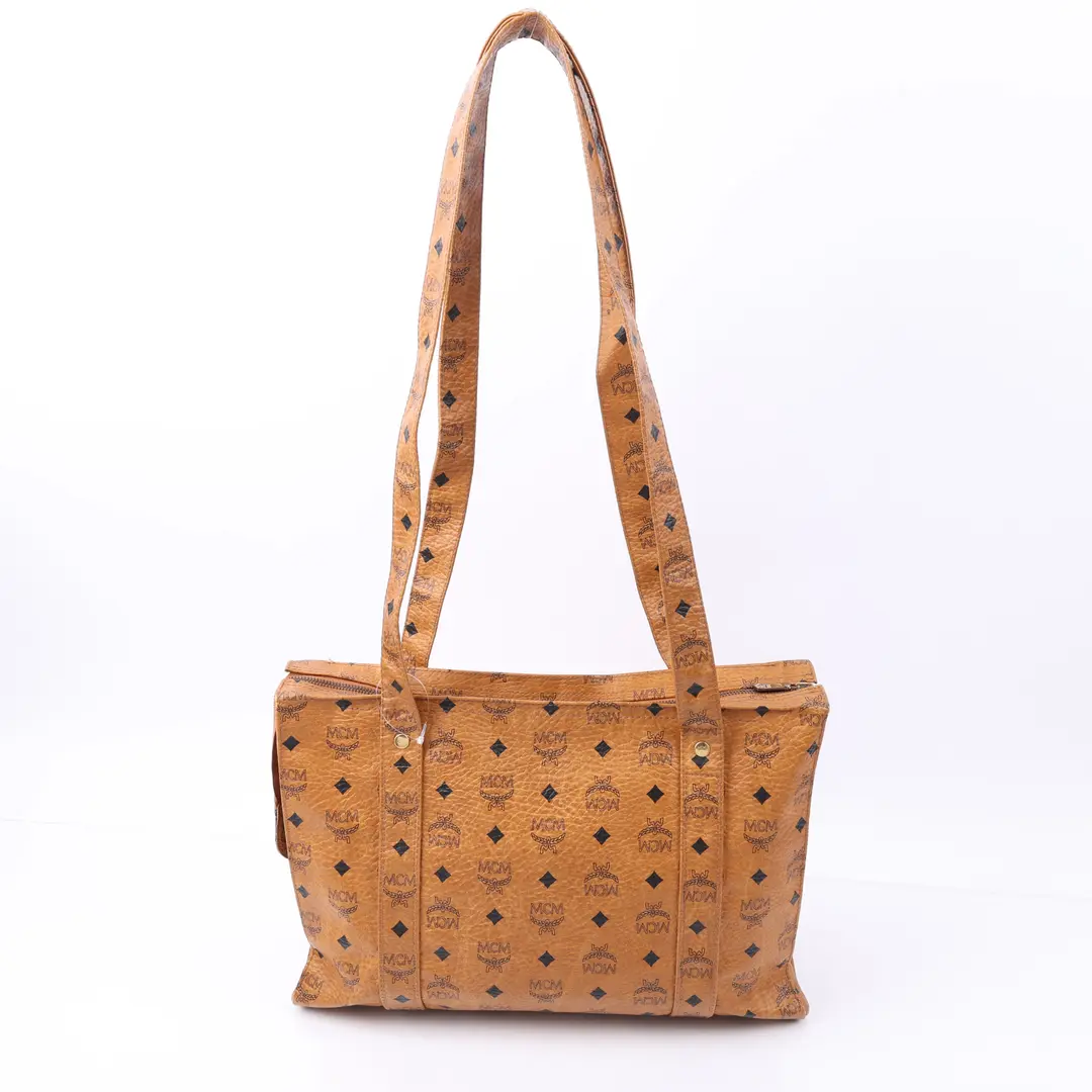 MCM Visetos Brown Canvas Shoulder Bag