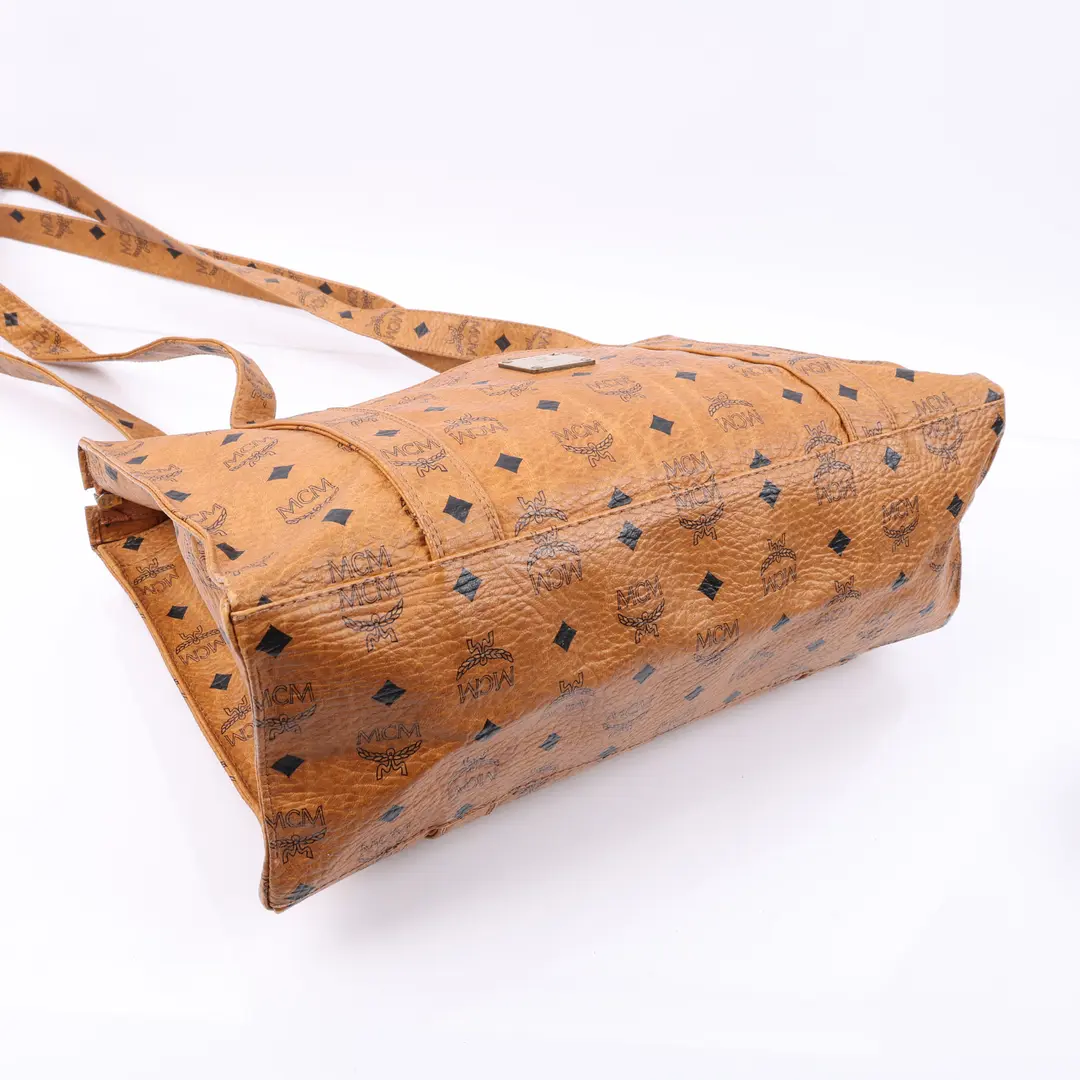 MCM Visetos Brown Canvas Shoulder Bag