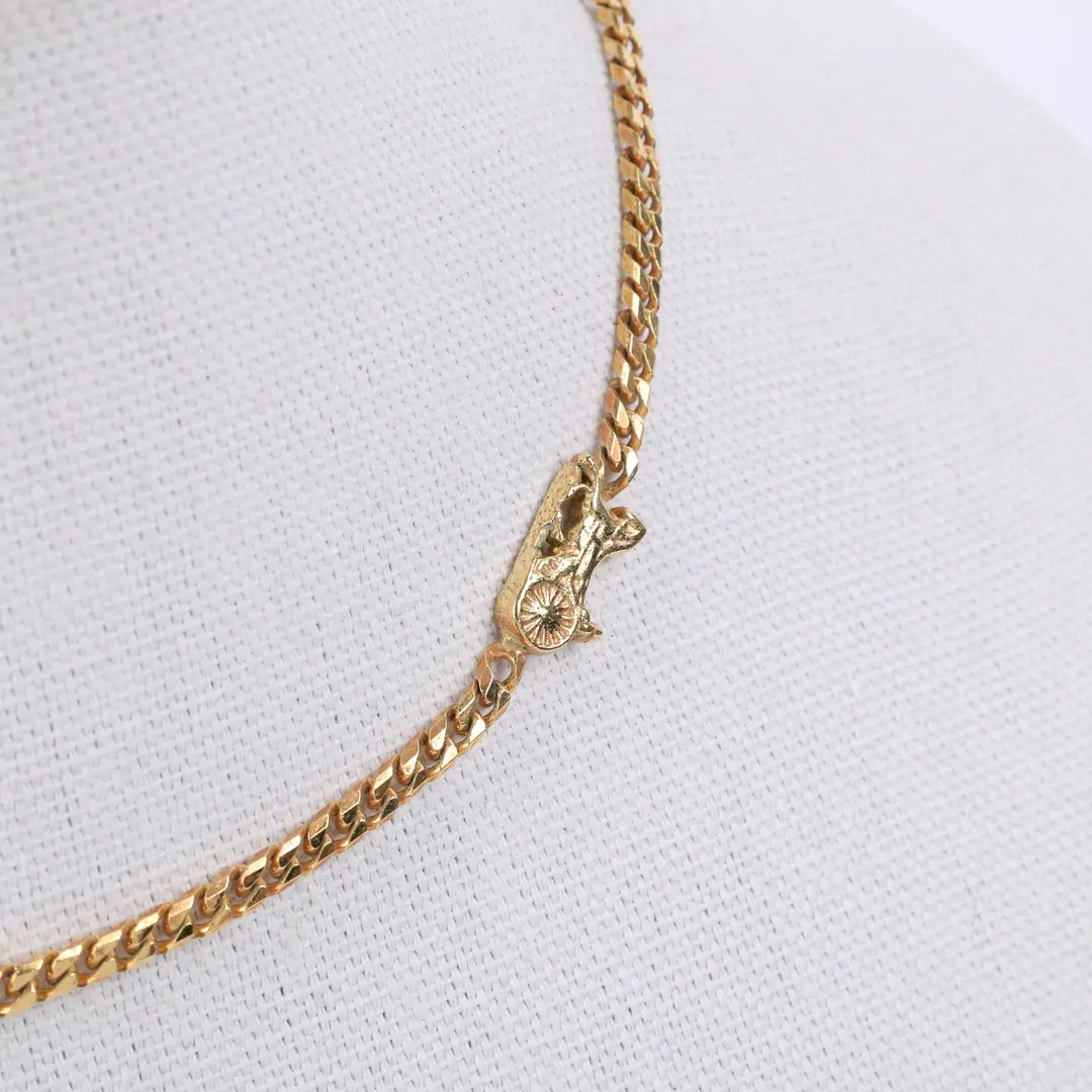 Celine Vintage Carriage Gold Metal Necklace