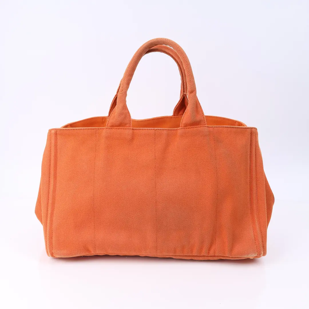 Prada Canapa Papaya Orange Canvas Tote Bag