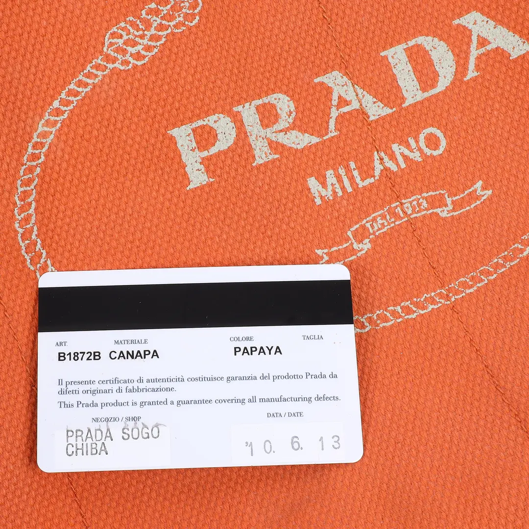 Prada Canapa Papaya Orange Canvas Tote Bag