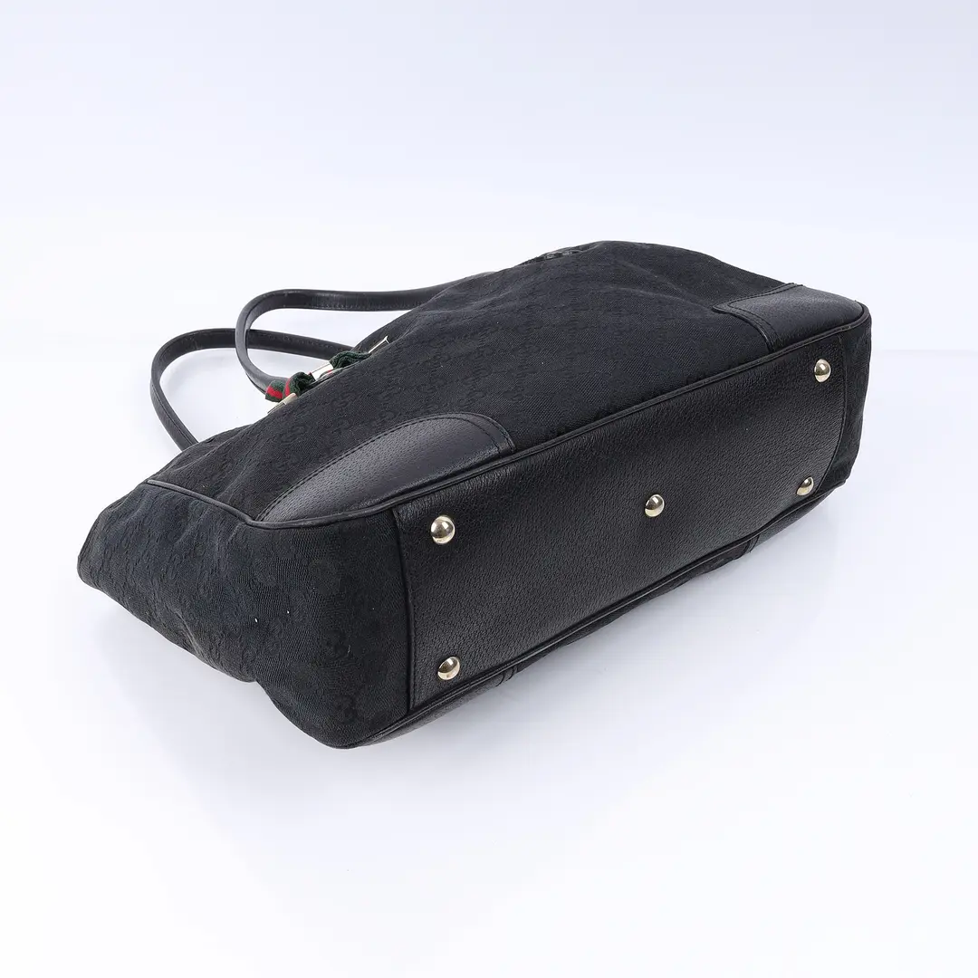 Gucci GG Canvas Web Bow Black Tote Bag