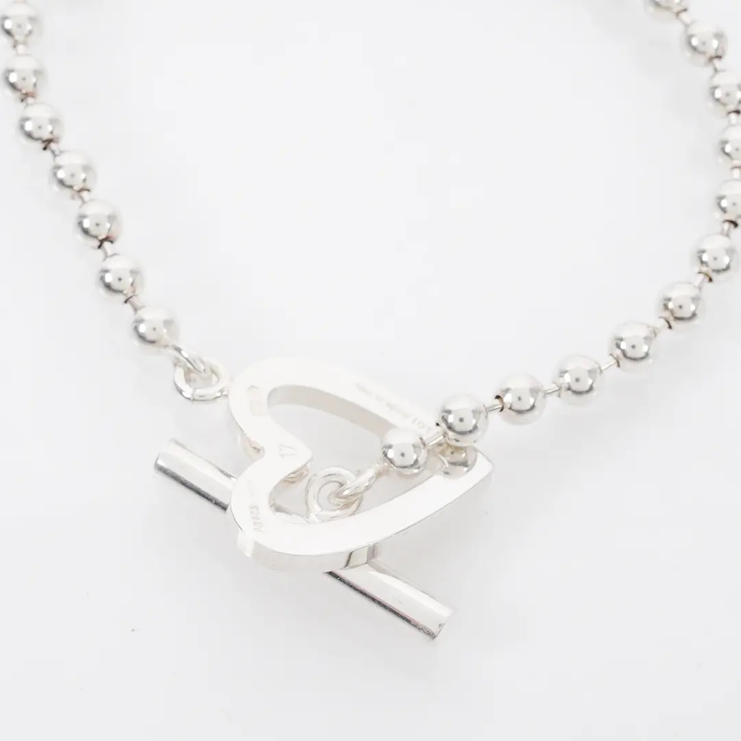Gucci Trademark Heart Silver Ball Chain Bracelet