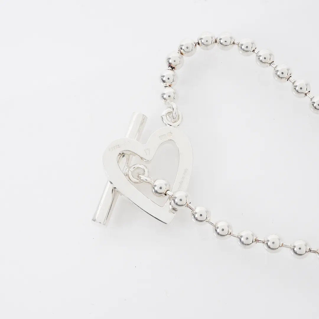 Gucci Trademark Heart Silver Ball Chain Bracelet