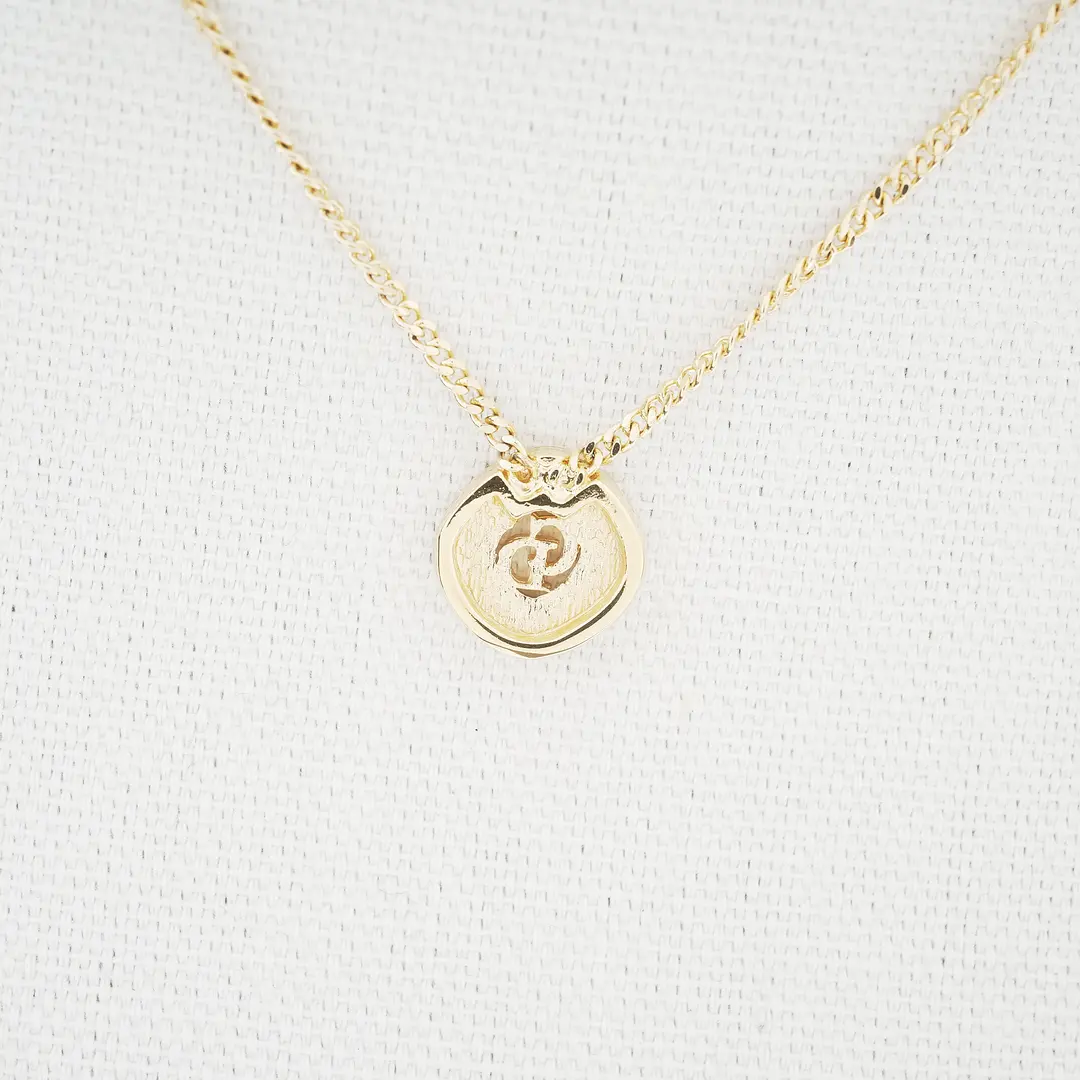 Dior CD Logo Gold Rhinestone Pendant Necklace