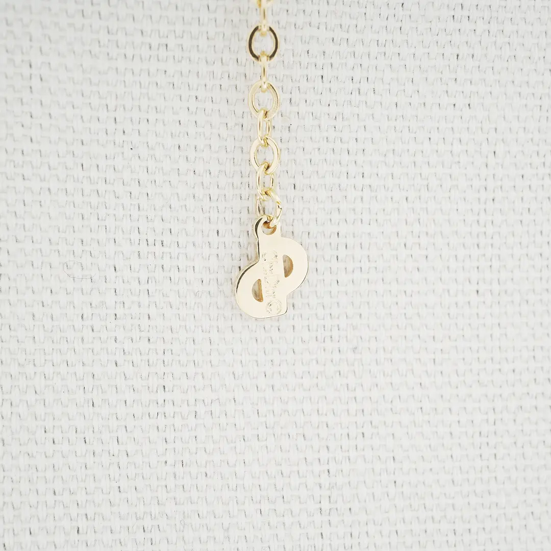 Dior CD Logo Gold Rhinestone Pendant Necklace