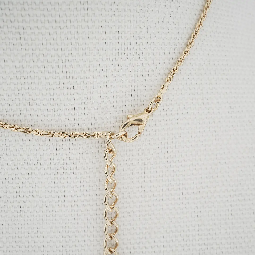 Dior CD Logo Circle Gold Rhinestone Necklace