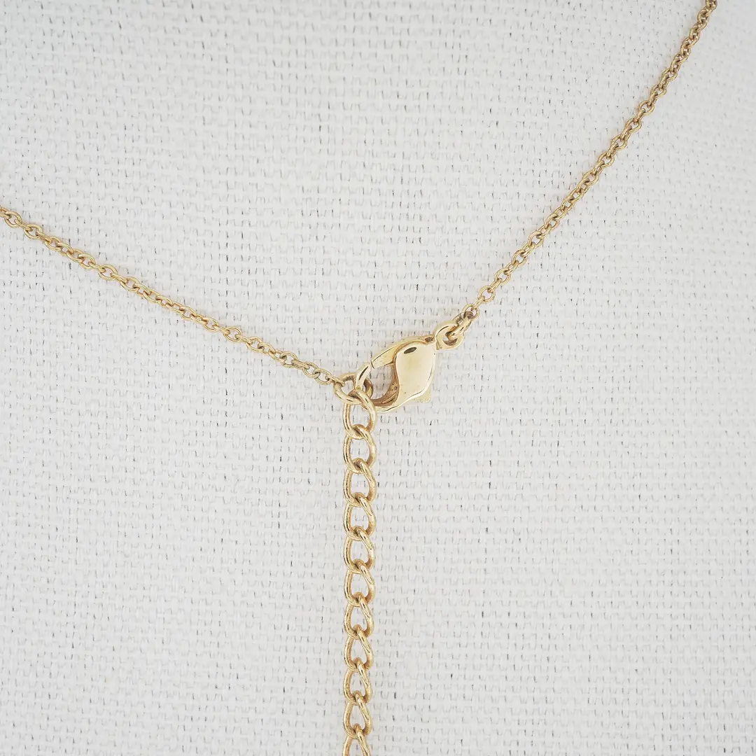 Dior CD Navy Gold Black Enamel Necklace