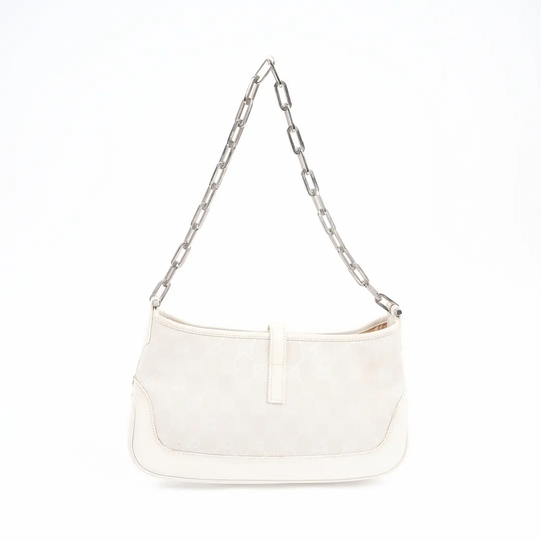 Gucci Jackie White GG Canvas Shoulder Bag