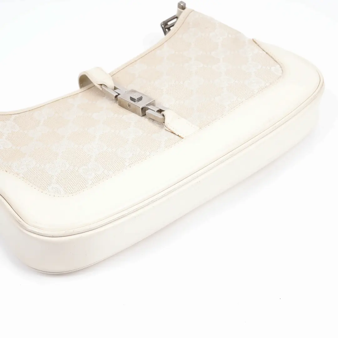 Gucci Jackie White GG Canvas Shoulder Bag