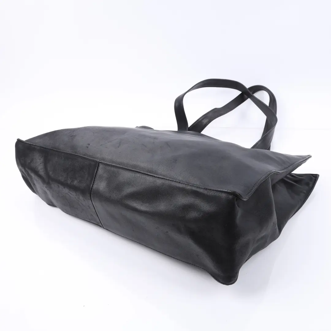 Chanel CC Logo Black Leather Tote Bag