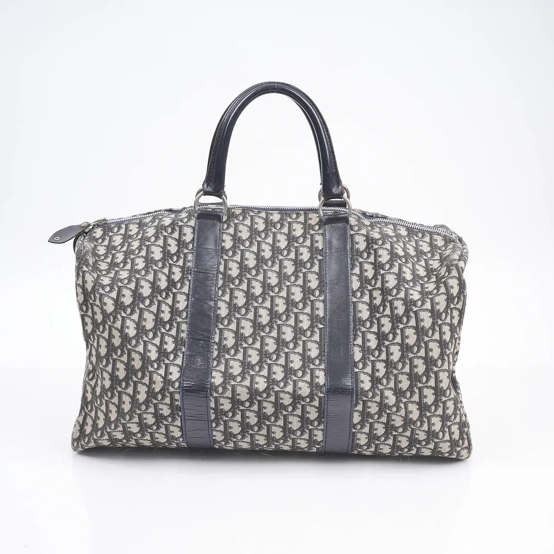 Dior Trotter Blue Canvas Boston Bag