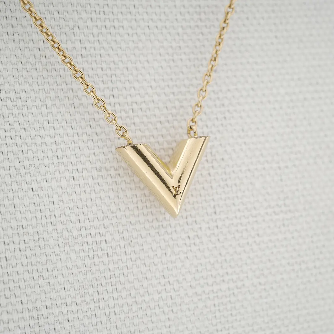 Louis Vuitton Essential V Gold Metal Necklace
