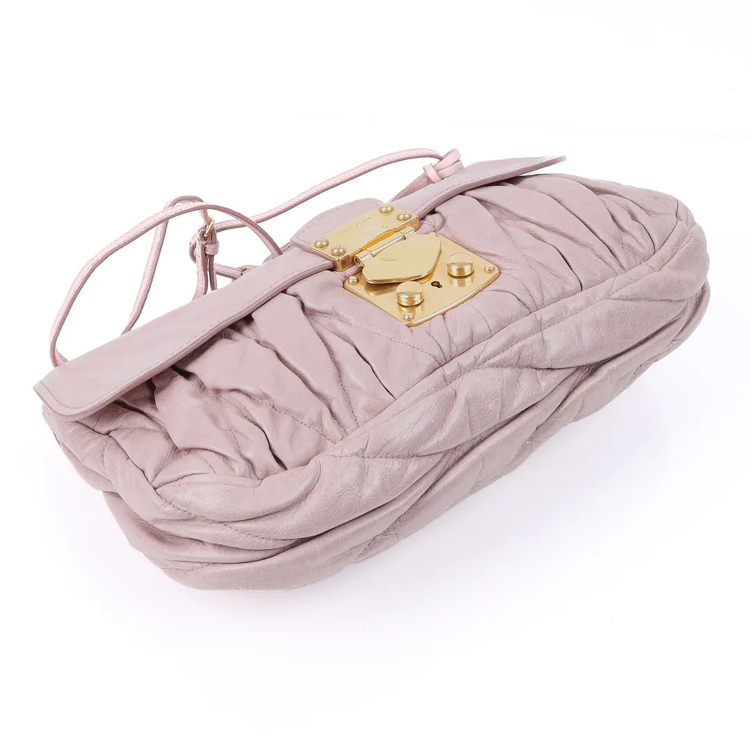 Miu Miu Matelasse Pink Leather Shoulder Bag