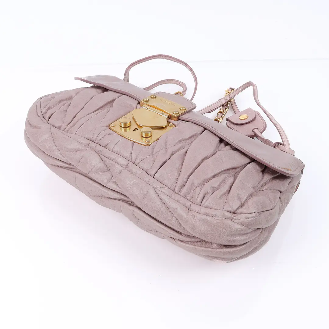 Miu Miu Matelasse Pink Leather Shoulder Bag