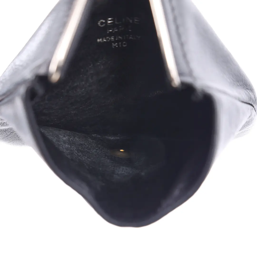 Celine Vintage Sulky Black Leather Coin Case