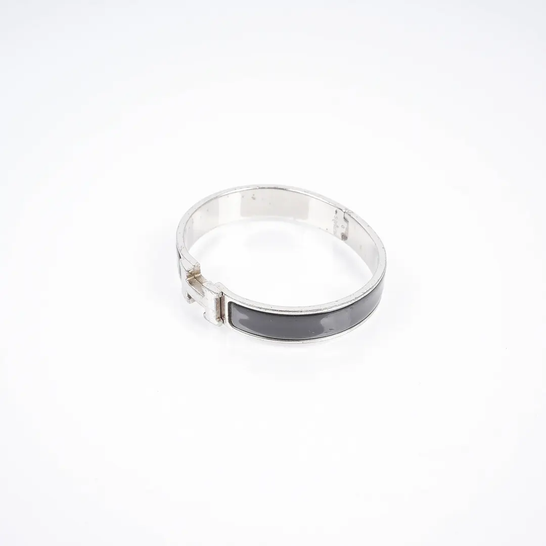 Hermes Clic H Black Enamel Bracelet