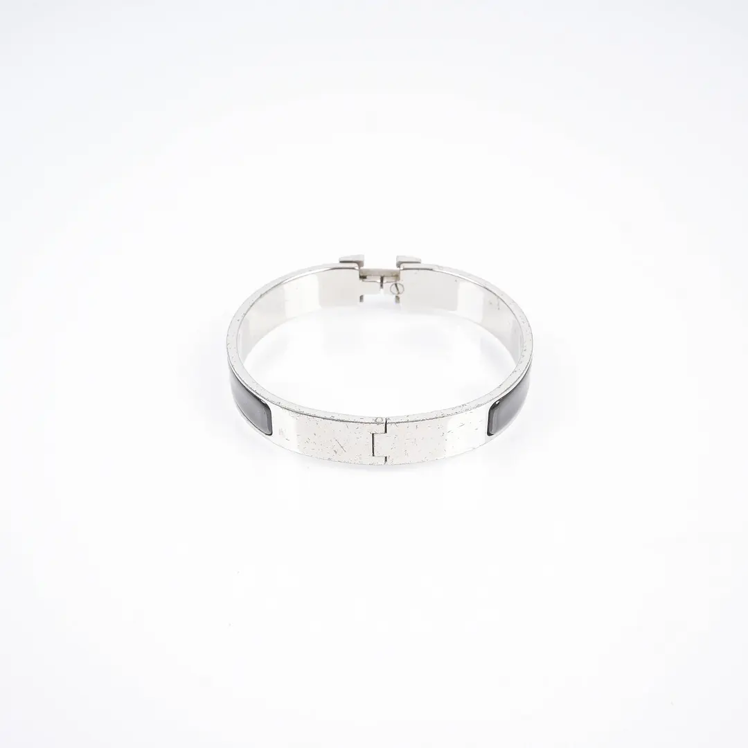 Hermes Clic H Black Enamel Bracelet