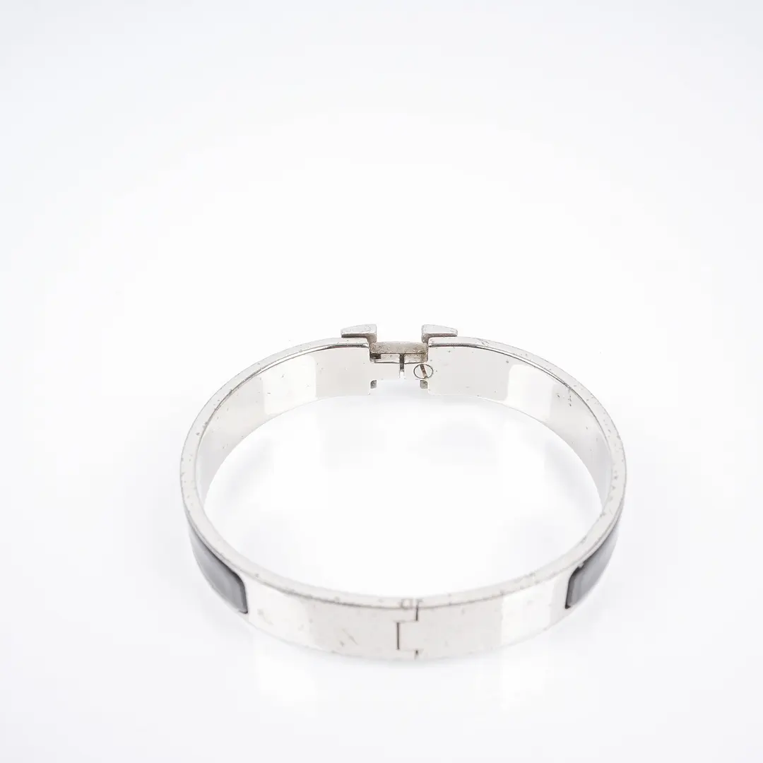 Hermes Clic H Black Enamel Bracelet