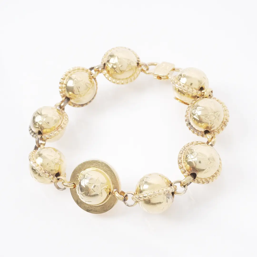 Celine Vintage Star Ball Gold Metal Bracelet