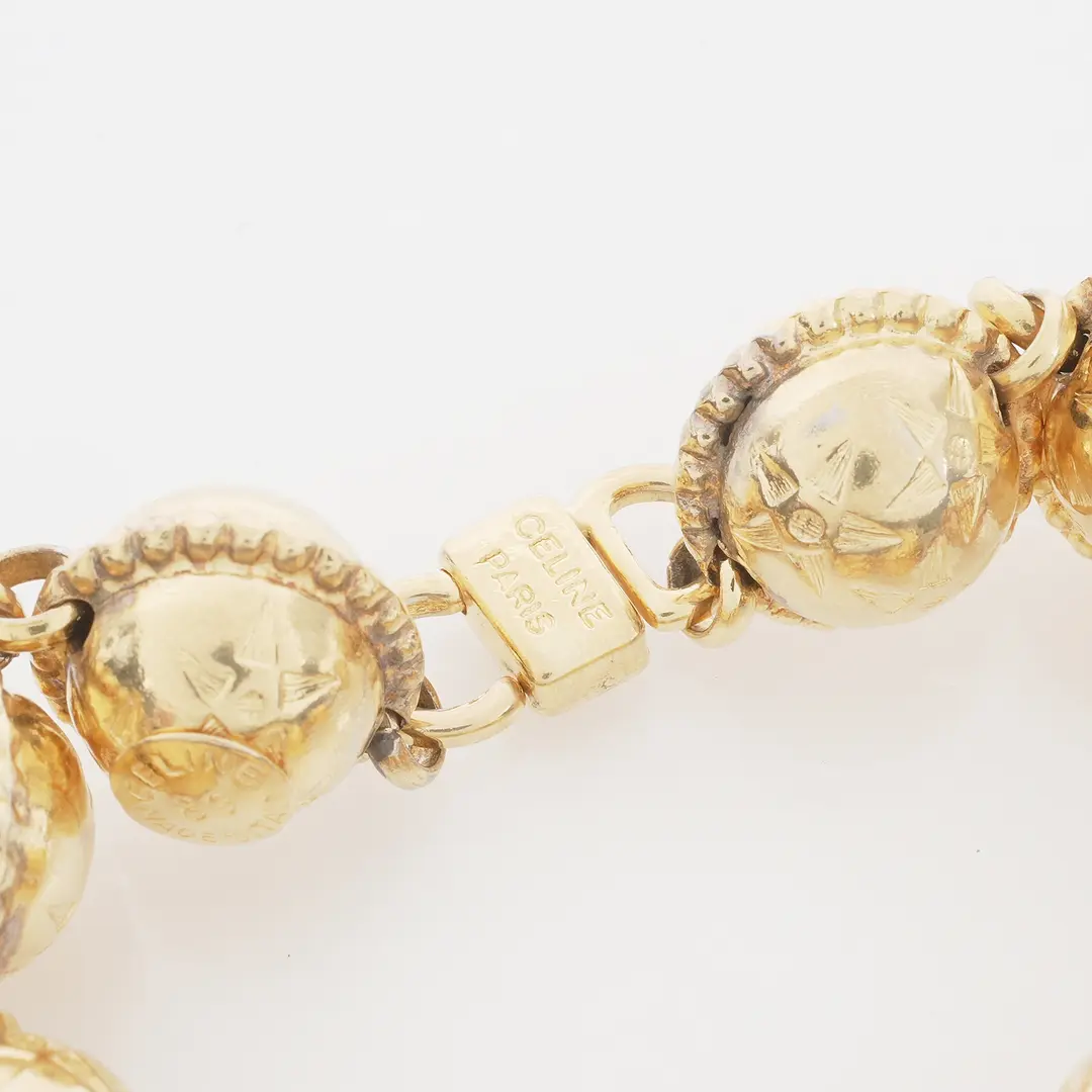 Celine Vintage Star Ball Gold Metal Bracelet