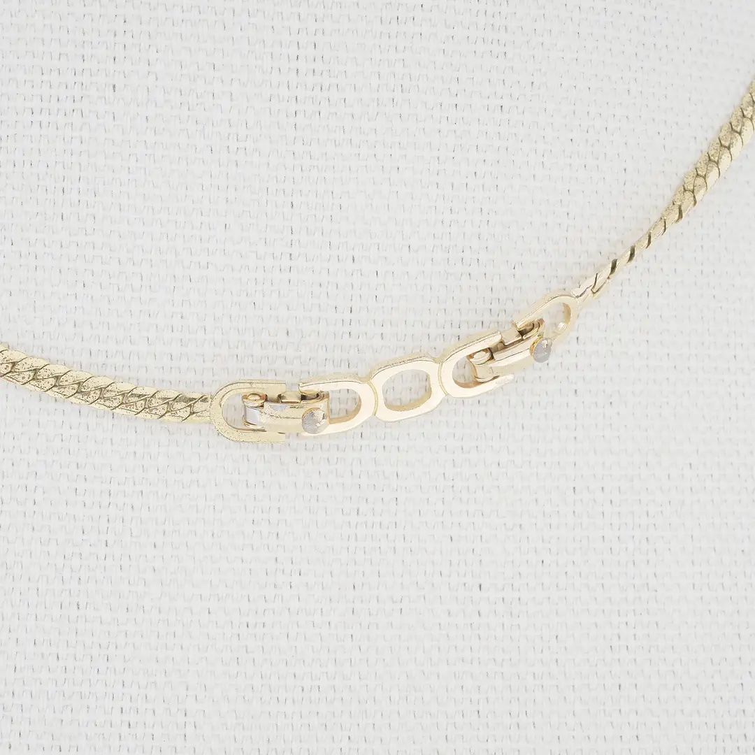 Dior Vintage Interlocking Loop Gold Rhinestone Necklace