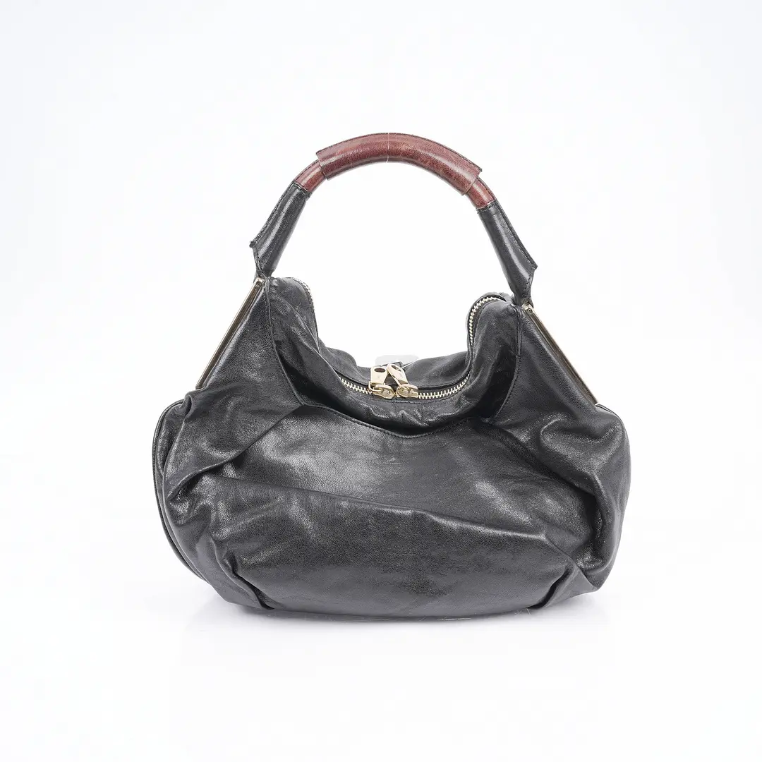 Gucci Bamboo Hobo Black Leather Shoulder Bag
