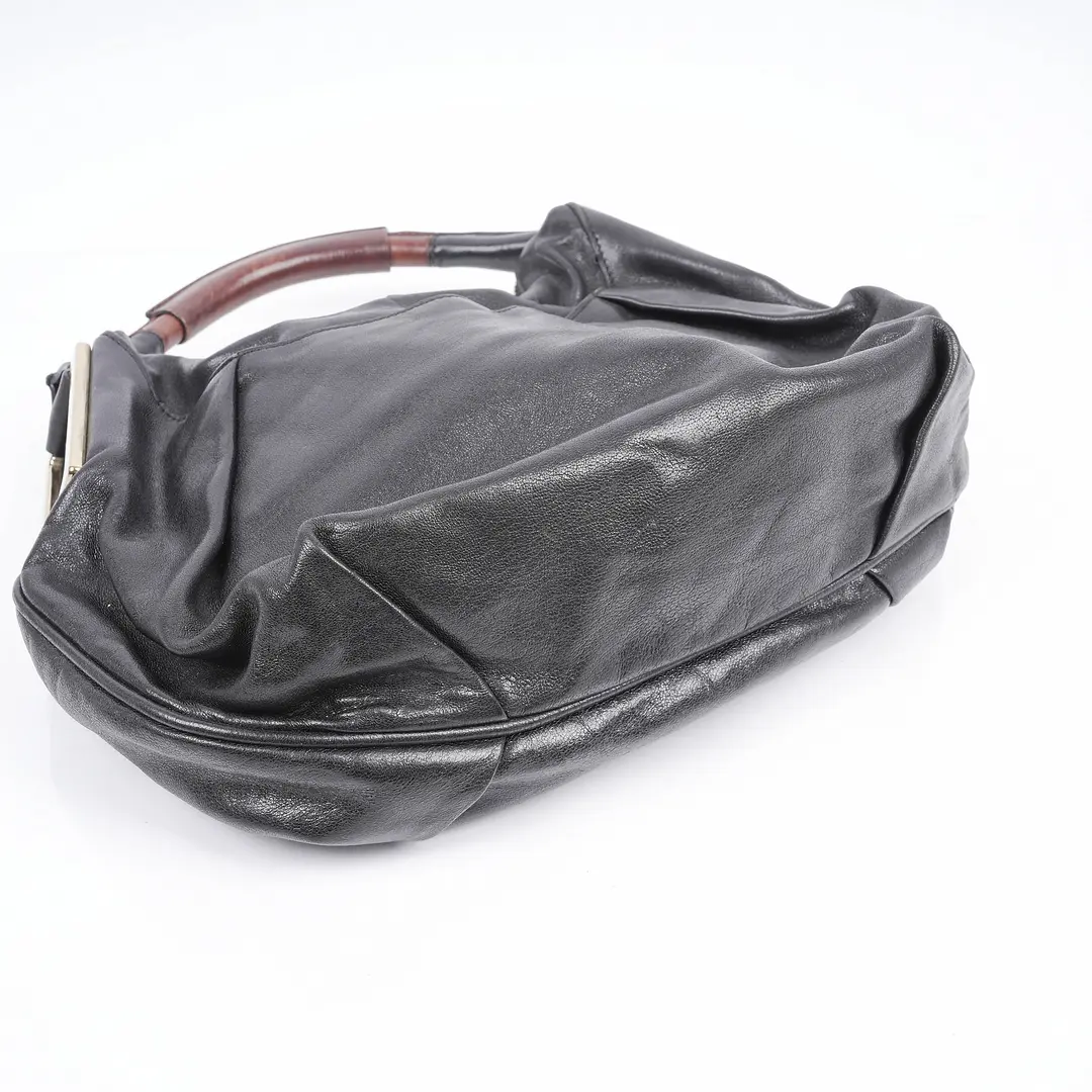 Gucci Bamboo Hobo Black Leather Shoulder Bag