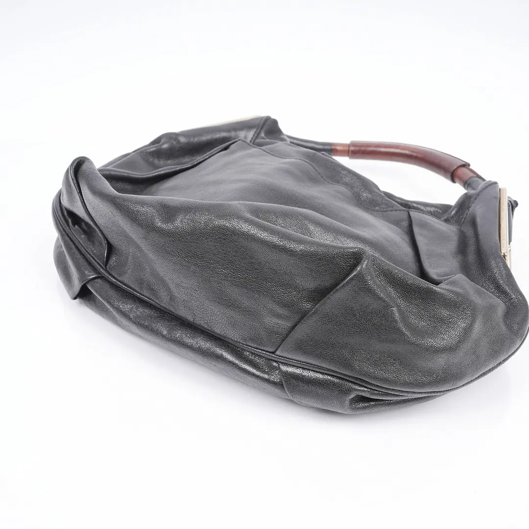Gucci Bamboo Hobo Black Leather Shoulder Bag