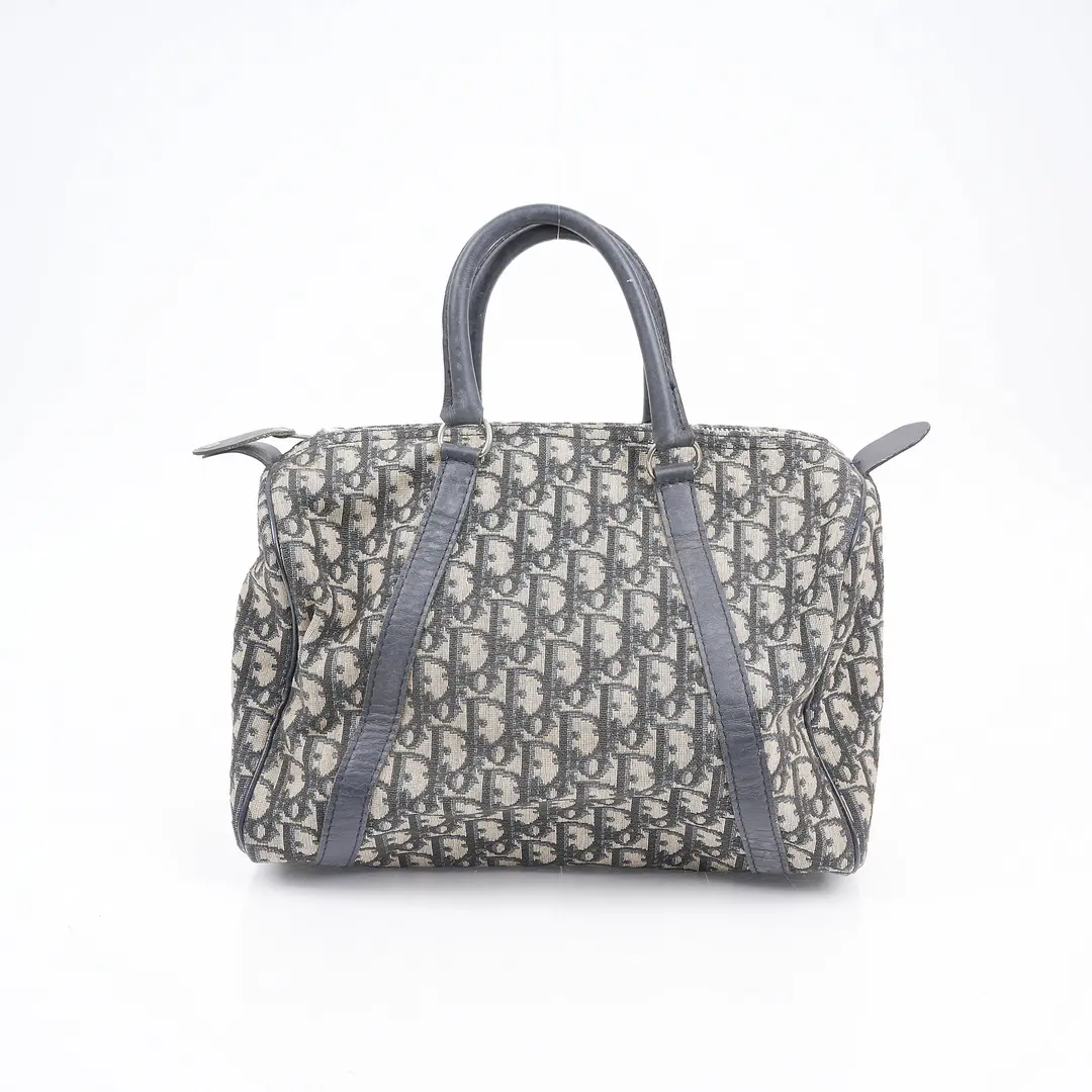 Dior Trotter Blue Canvas Boston Bag