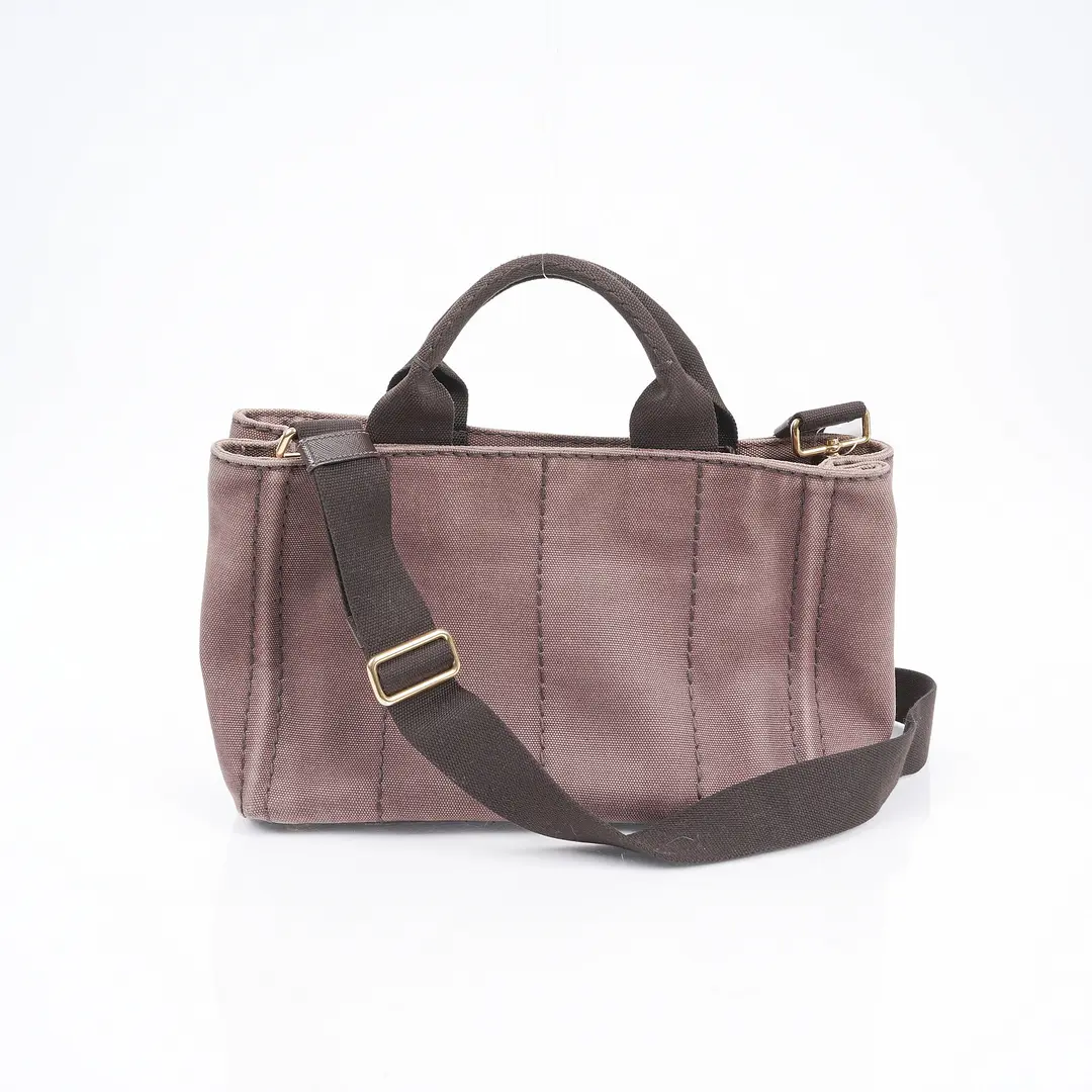 Prada Canapa Brown Canvas Shoulder Bag