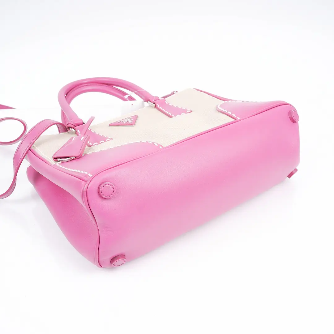Prada Galleria Pink Canvas Leather Shoulder Bag