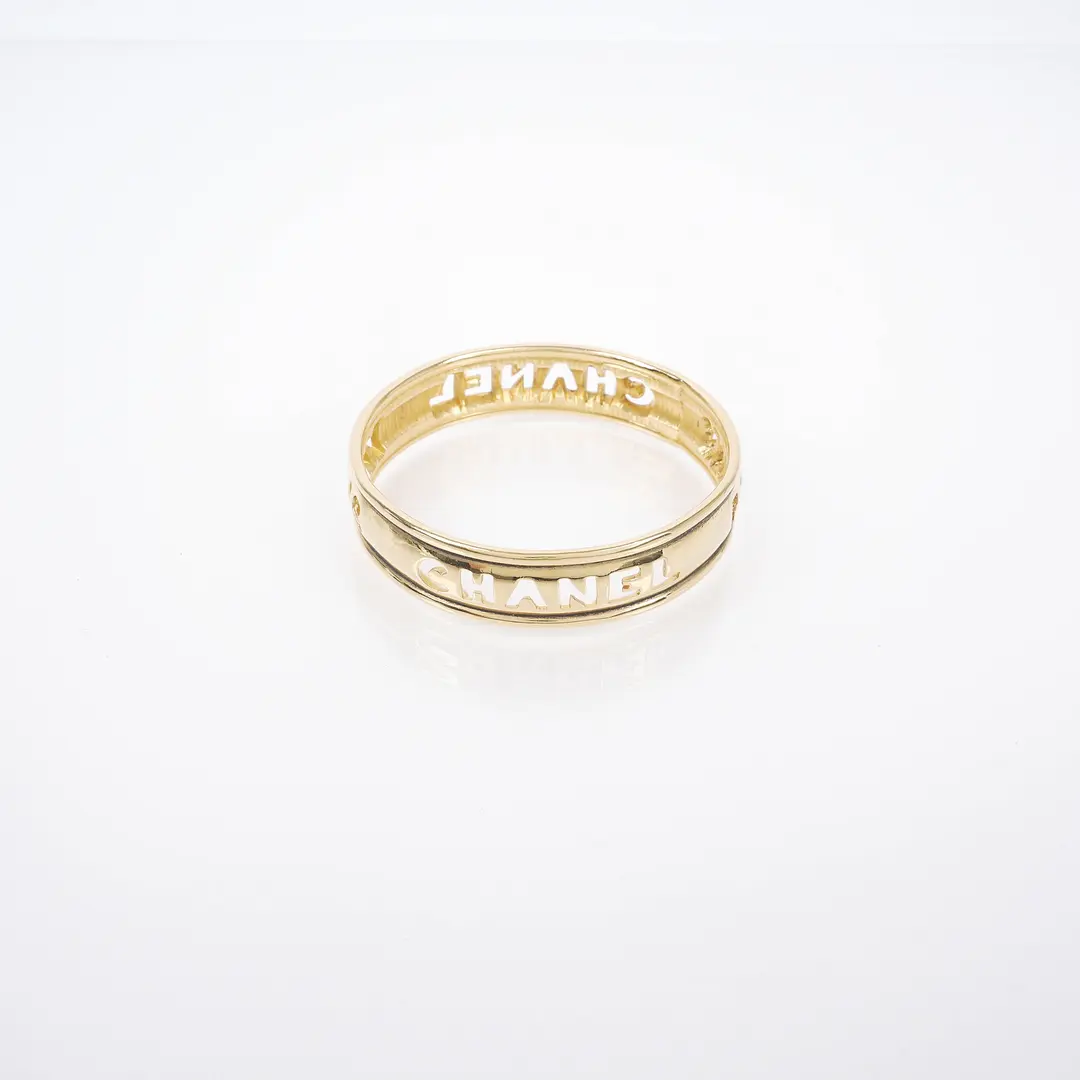 Chanel Logo Cutout Gold Ring