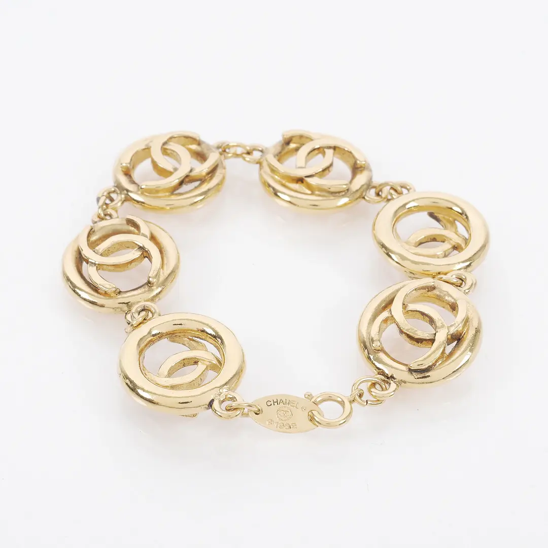 Chanel CC Logo Gold Vintage 1982 Bracelet