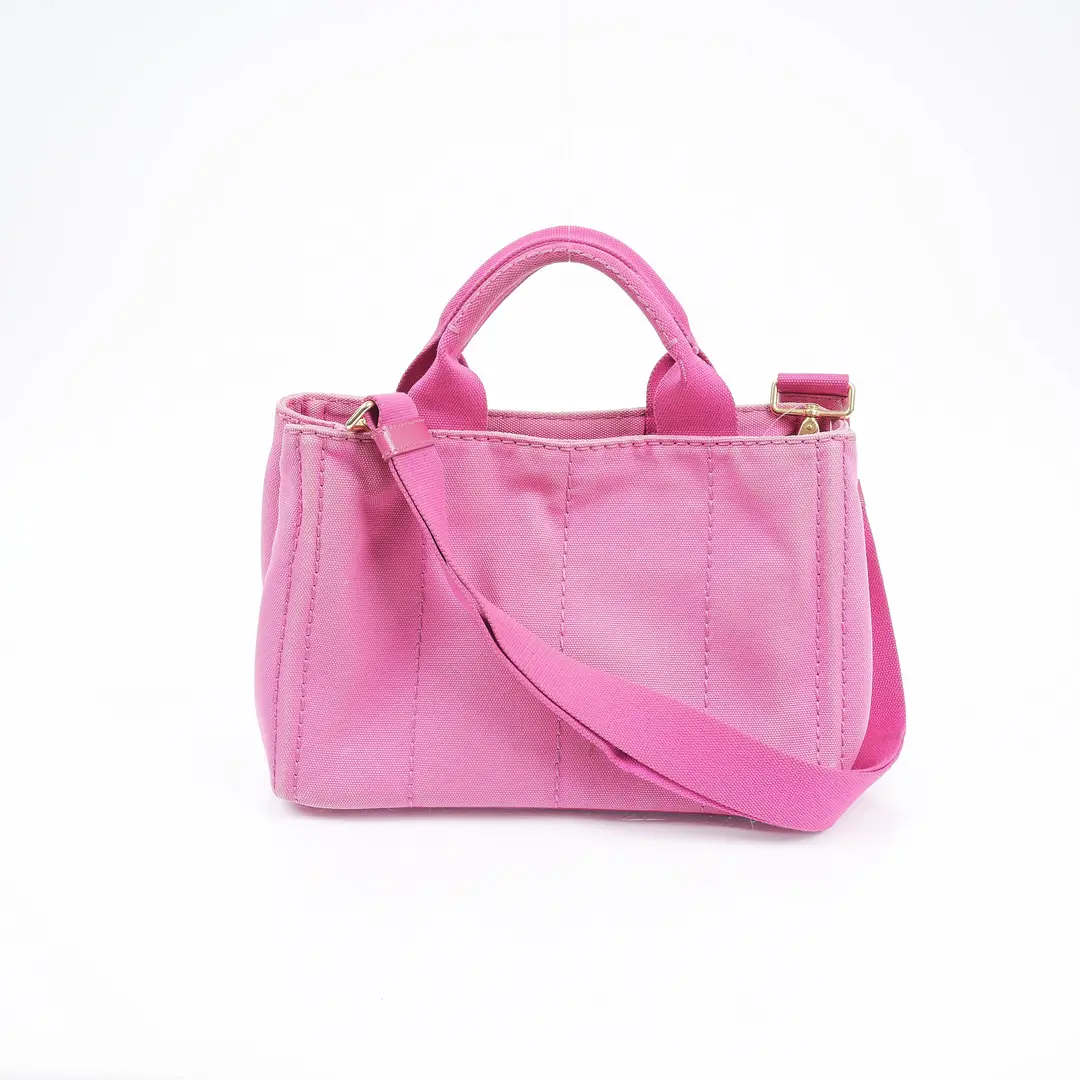 Prada Canapa Pink Canvas Mini Tote Bag