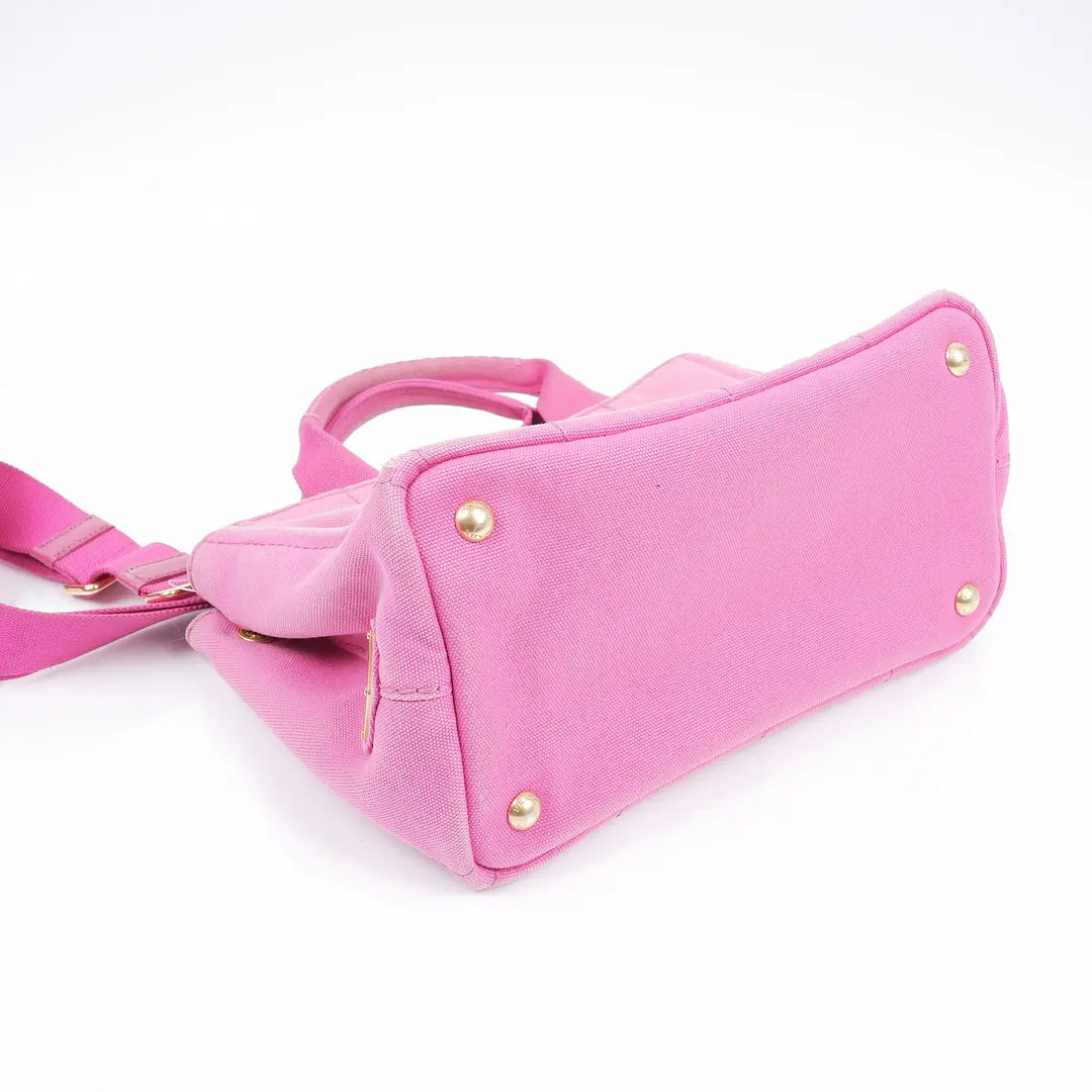Prada Canapa Pink Canvas Mini Tote Bag