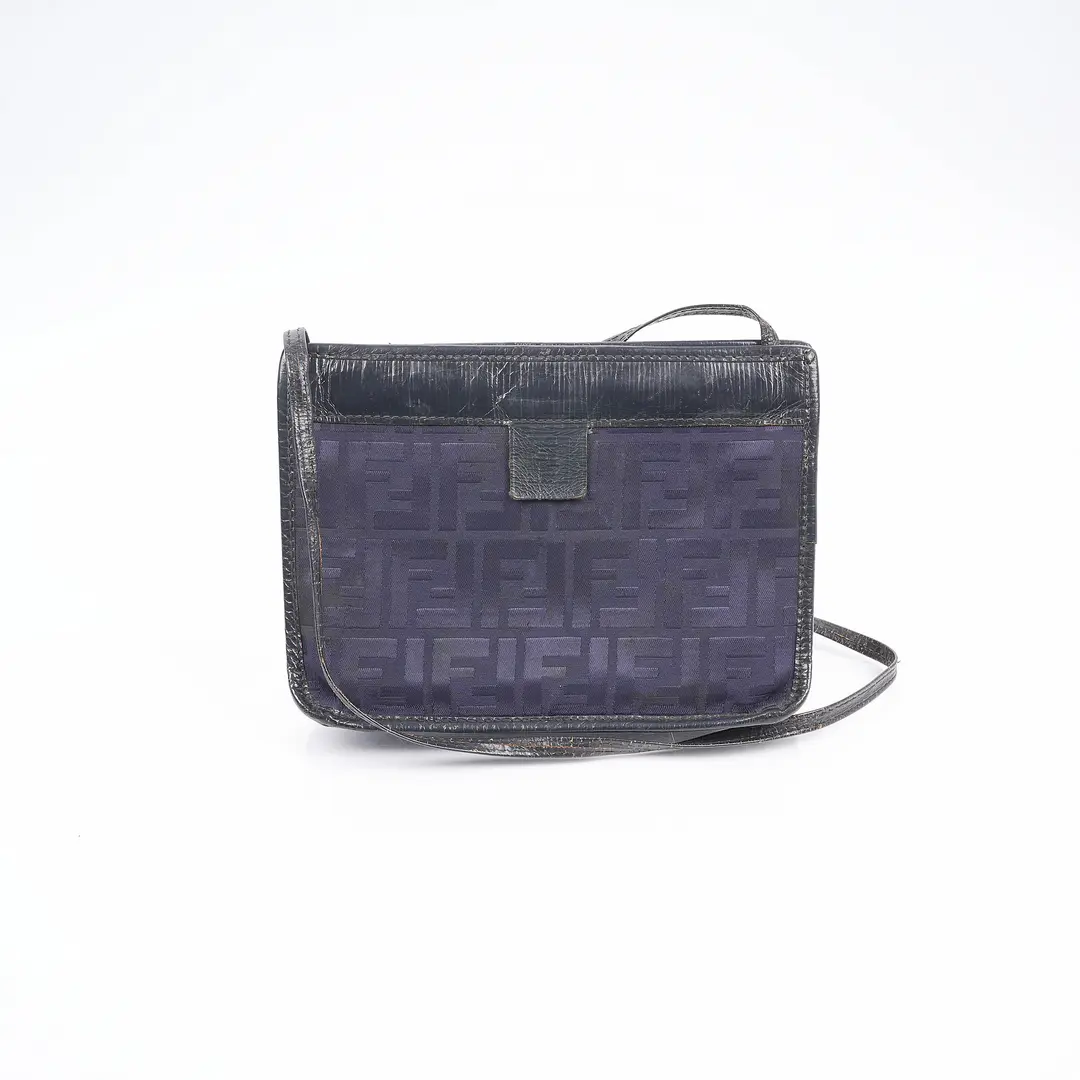 Fendi Zucca Blue Canvas Shoulder Bag