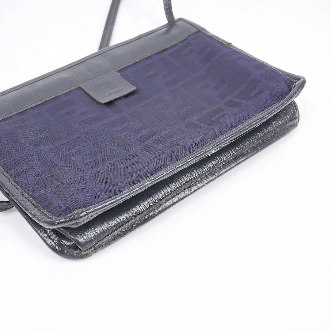 Fendi Zucca Blue Canvas Shoulder Bag
