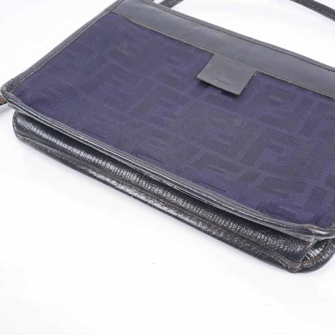 Fendi Zucca Blue Canvas Shoulder Bag