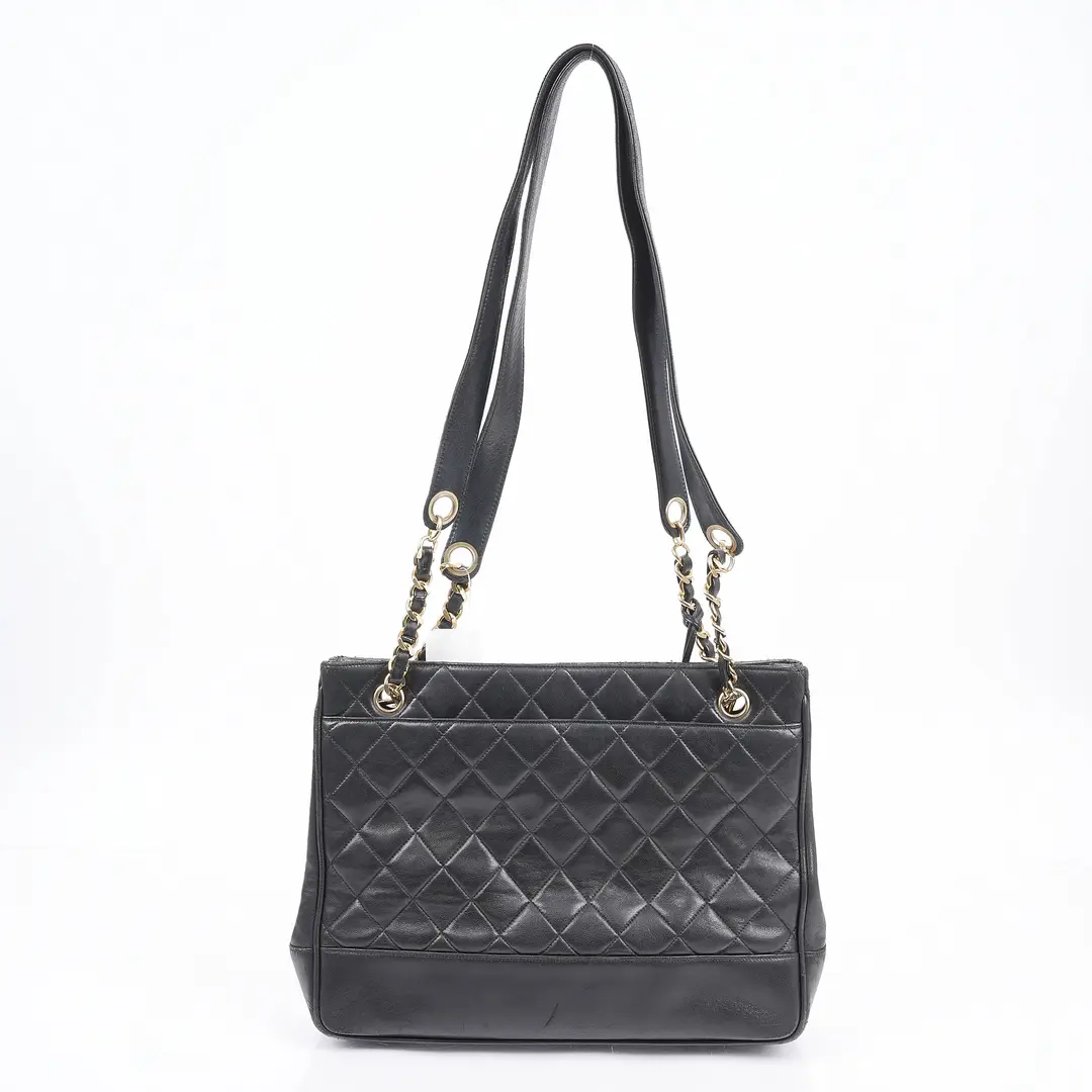 Chanel Vintage Quilted Lambskin Shoulder Bag Black